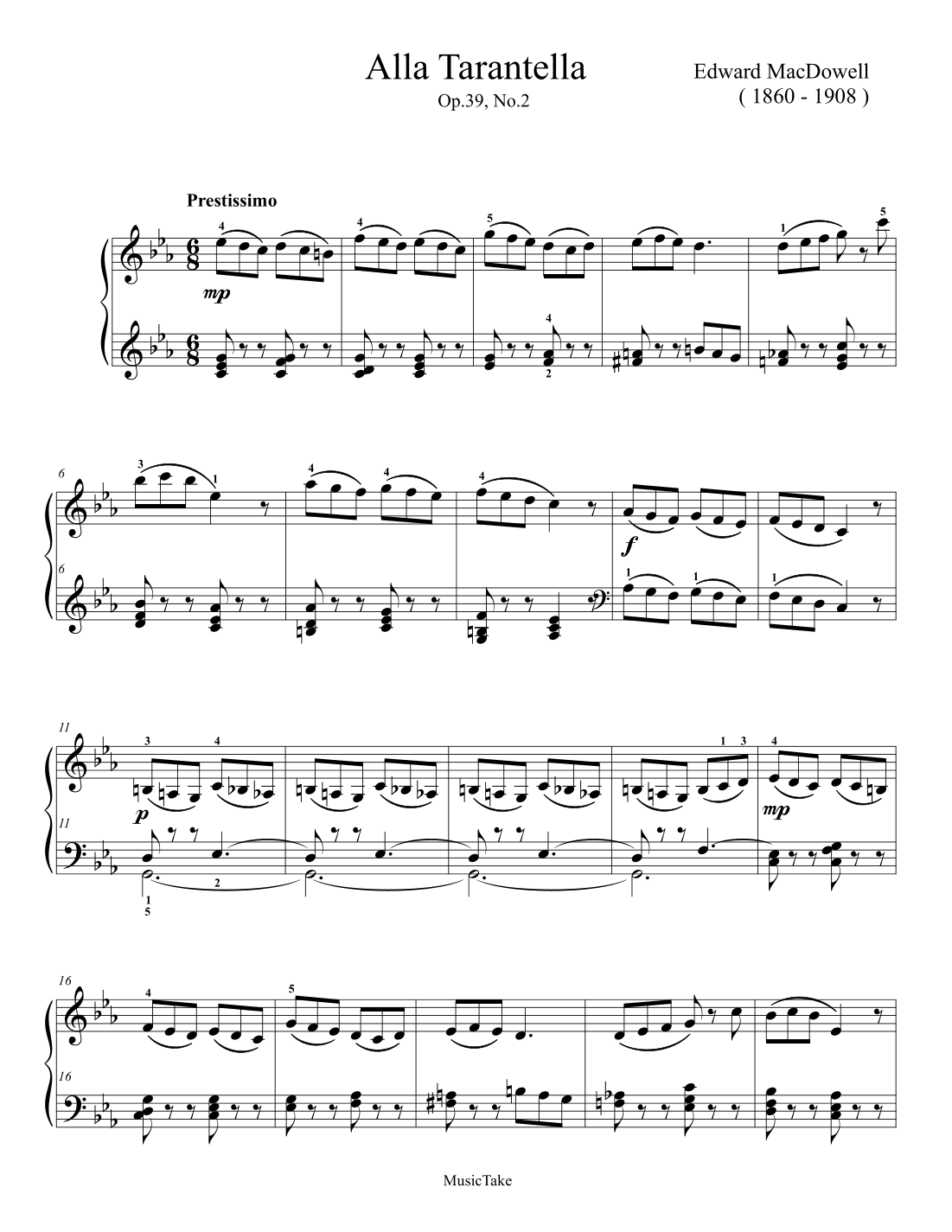 MacDowell Alla Tarantella (arr. Ben Choupak)