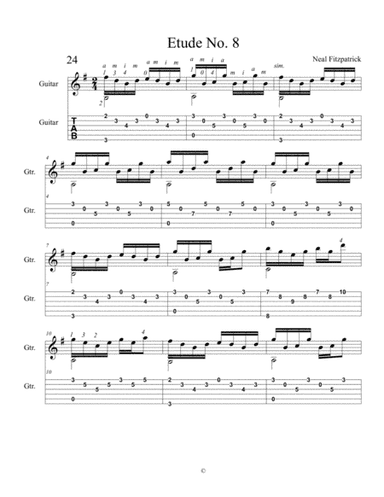 Etude No.8 For Guitar by Neal Fitzpatrick-Tablature Edition