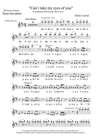 Can't Take My Eyes Off Of You (arr. Stefan Lamml)