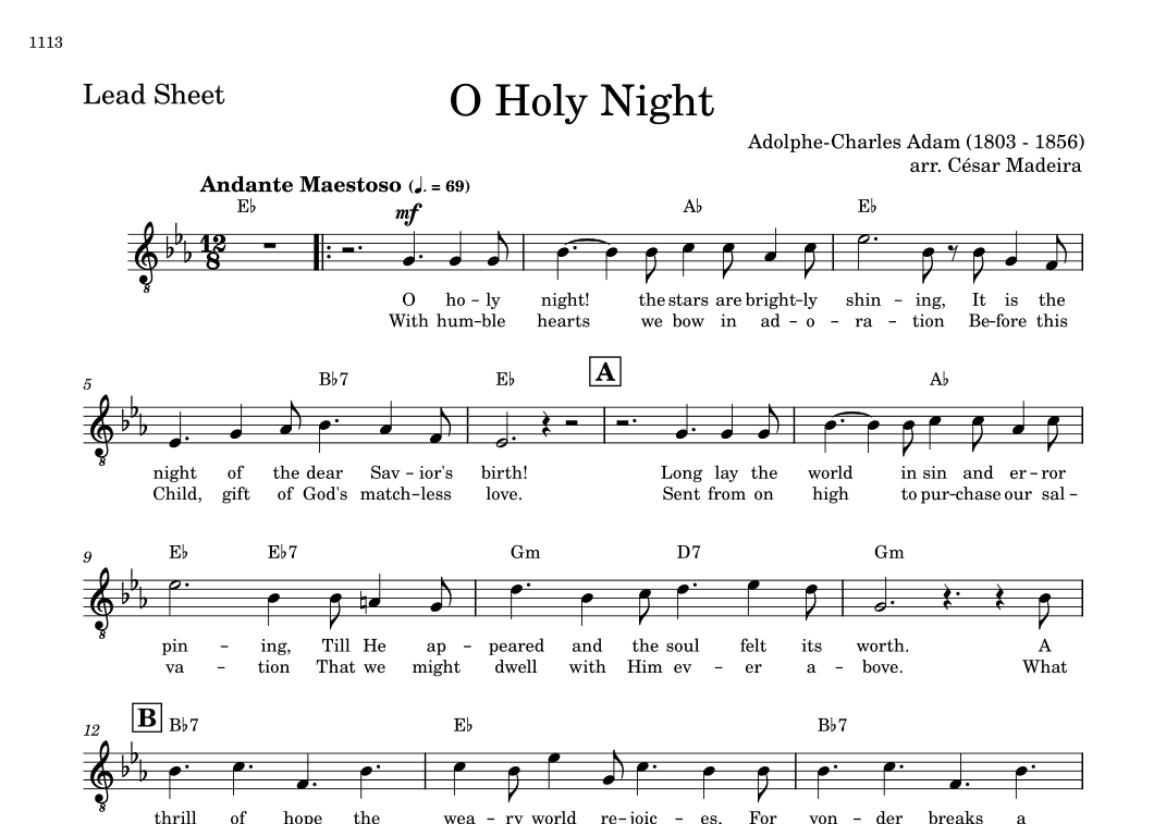 O Holy Night - Lead Sheet - Eb Major (arr. César Madeira)