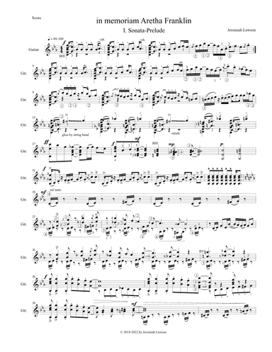in memoriam Aretha Franklin: a sonata-prelude and fugue in C minor for solo guitar