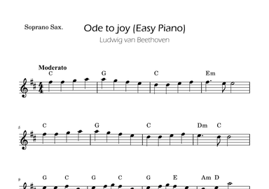 Ode To Joy - Easy Soprano Sax with Chords (arr. Ygor Nunes)