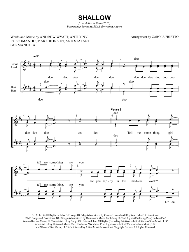 Shallow (arr. CAROLE PRIETTO)