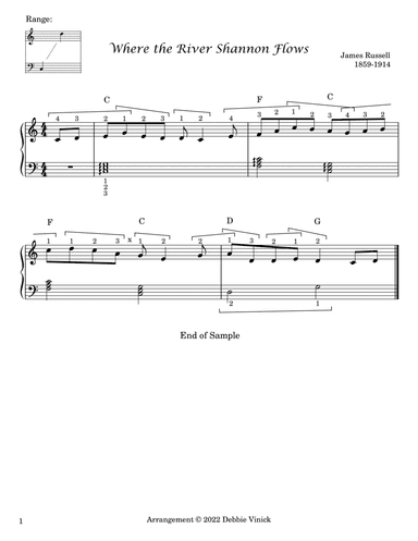 Where the River Shannon Flows- easy harp (arr. Debbie Vinick)