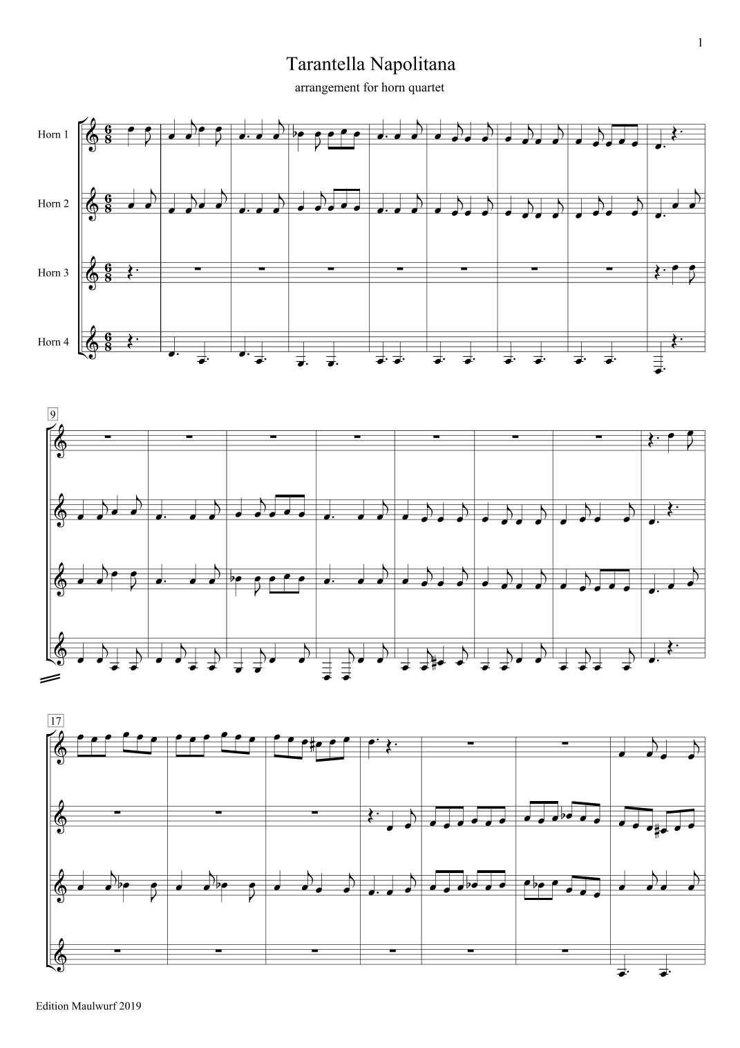 Tarantella Napolitana (arr. Edition Maulwurf)