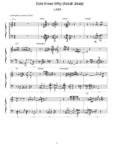 Don't Know Why (arr. Archer Clarito)