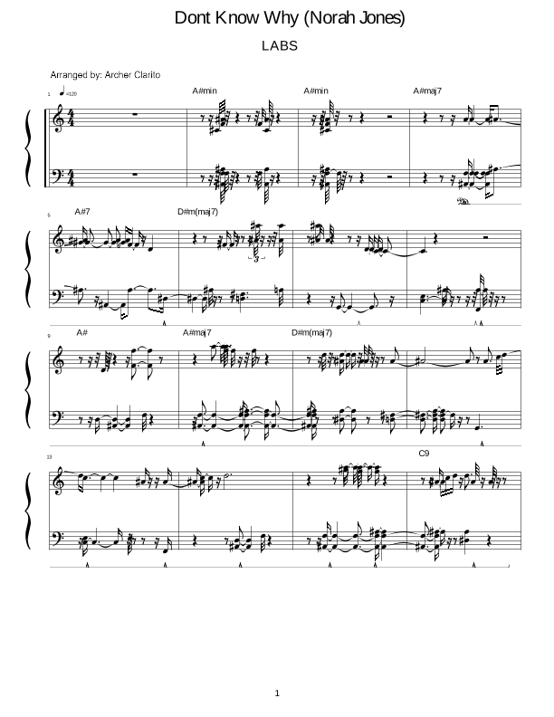 Don't Know Why (arr. Archer Clarito)