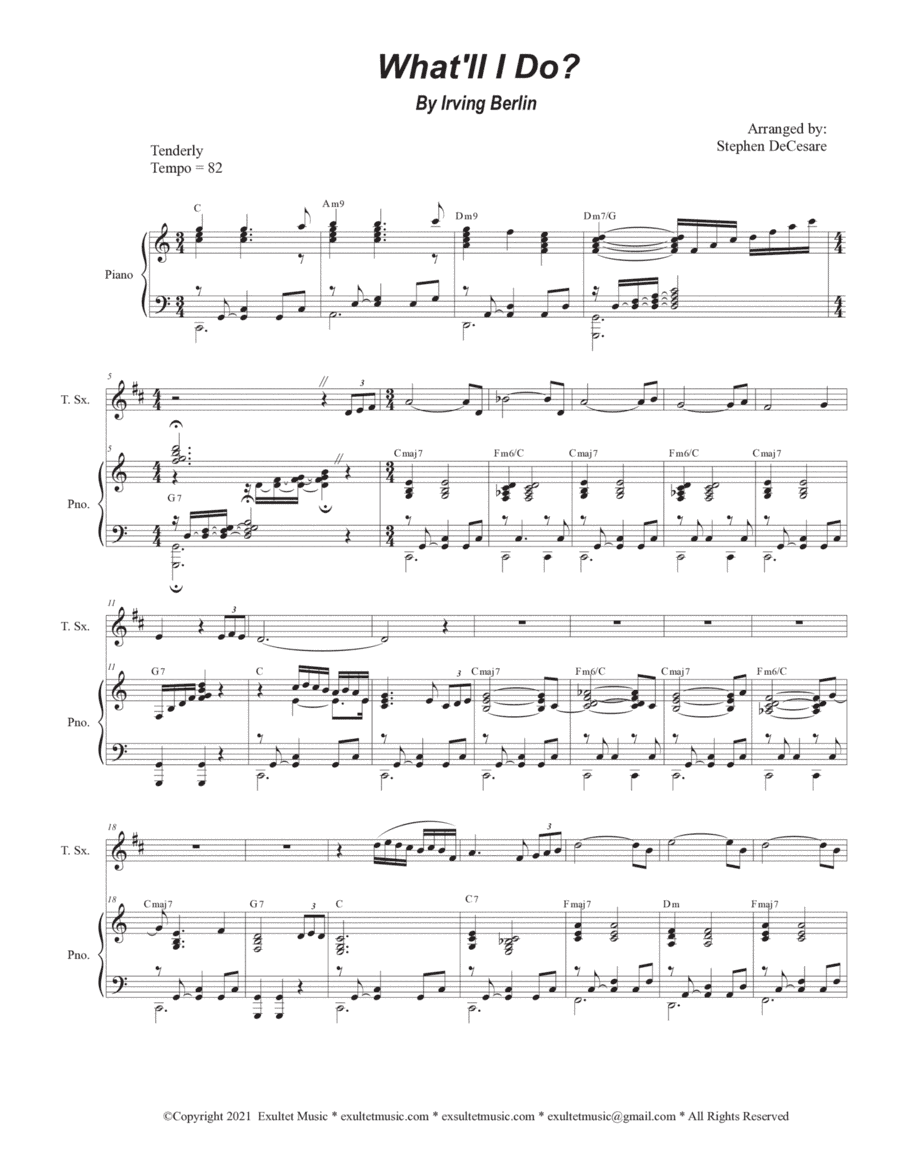 What'll I Do? (Tenor Saxophone and Piano) (arr. Stephen DeCesare)