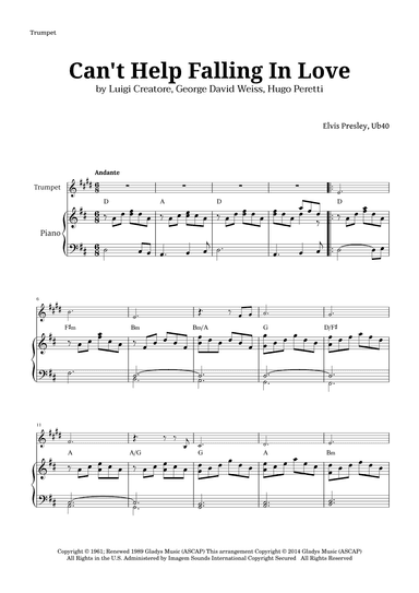 Can't Help Falling In Love (arr. Langanho)
