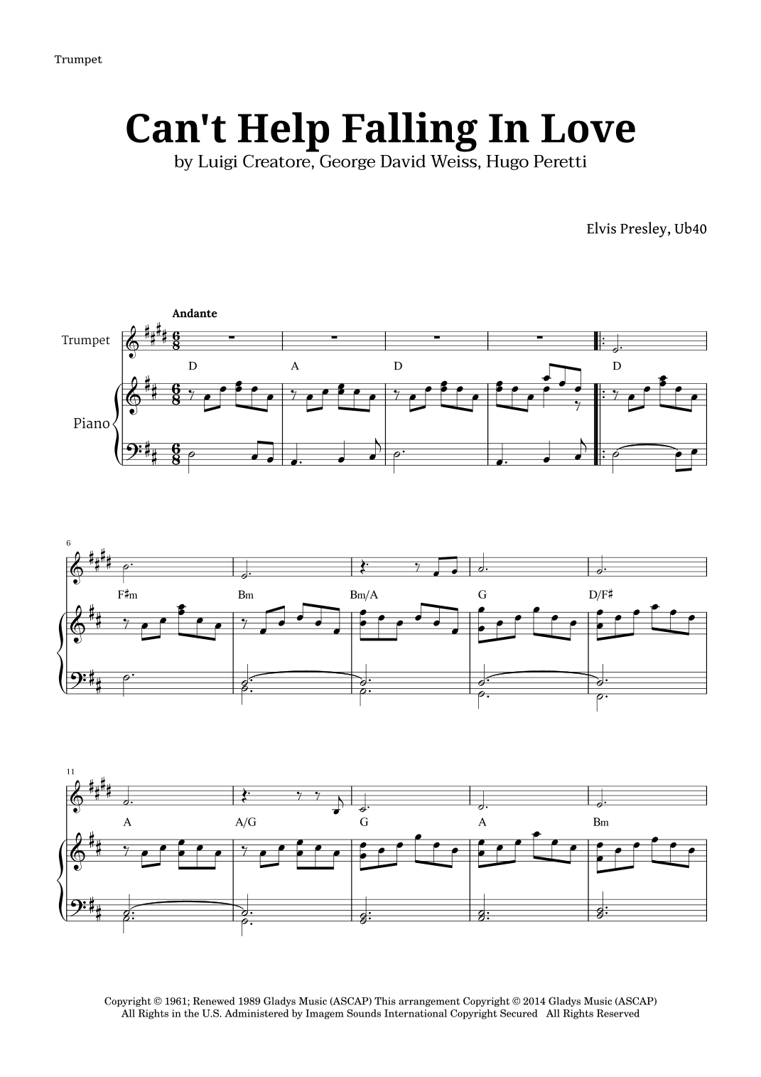 Can't Help Falling In Love (arr. Langanho)