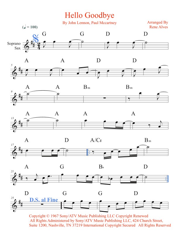 Hello, Goodbye (arr. Rene Alves)