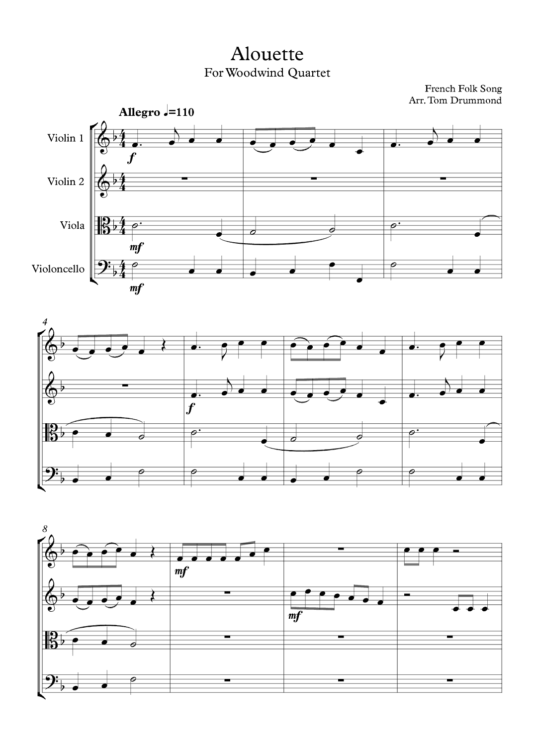 Alouette (arr. Tom Drummond)