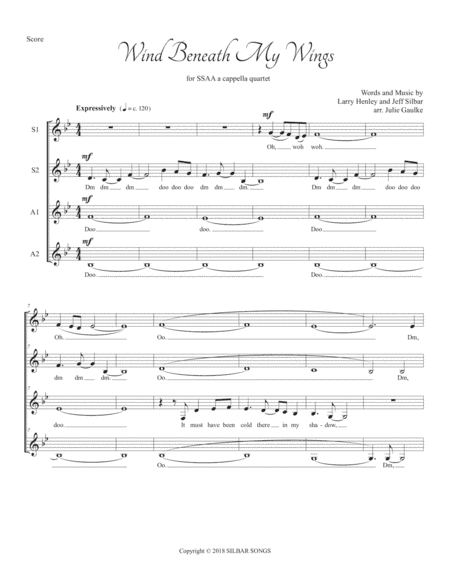 The Wind Beneath My Wings (arr. Julie Gaulke)