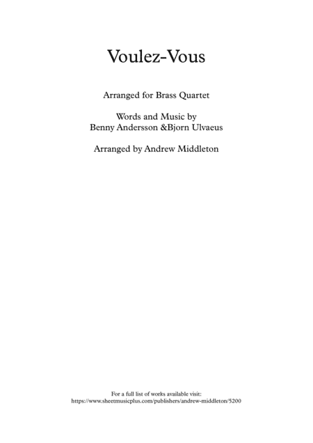 Voulez-vous (arr. Andrew Middleton)