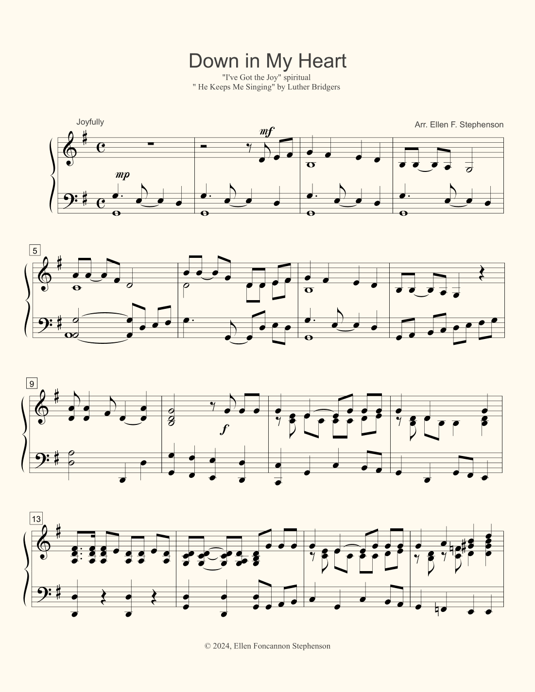Down in My Heart (I've Got the Joy) (arr. Ellen Foncannon Stephenson)