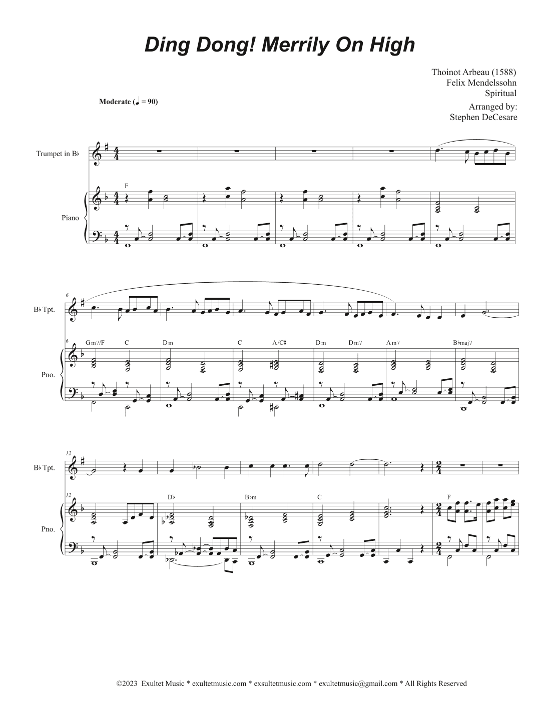 Ding Dong! Merrily On High (Bb-Trumpet solo and Piano) (arr. Stephen DeCesare)