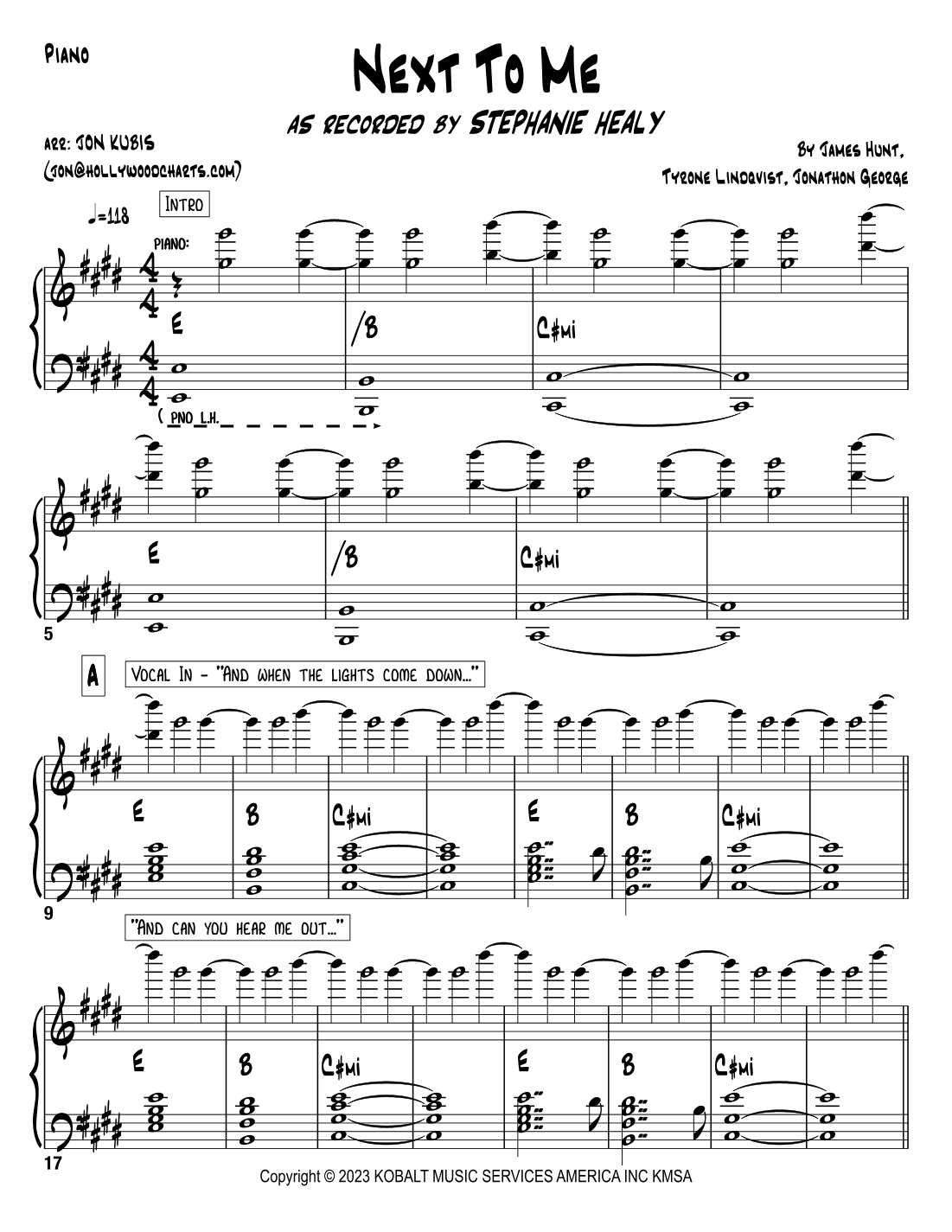 Next To Me (arr. Jon Kubis)