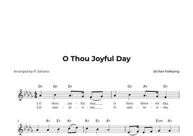 O Thou Joyful Day (Key of D-Flat Major) (arr. R. Salvario)