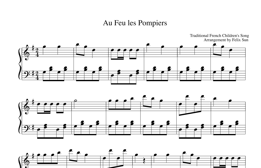 Au Feu les Pompiers - Piano Solo (arr. Felix Sun)