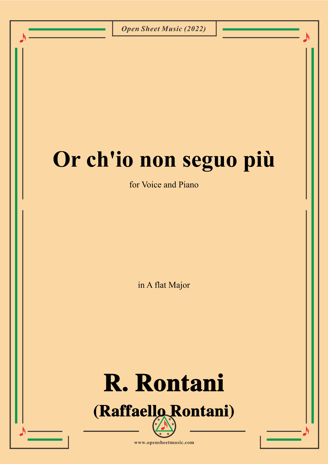 R. Rontani-Or ch'io non seguo più,in A flat Major (arr. OSM Press)