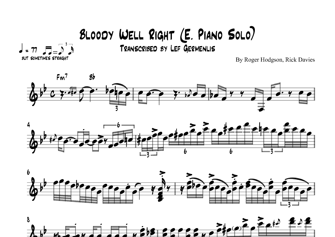 Bloody Well Right (arr. Lef Germenlis)