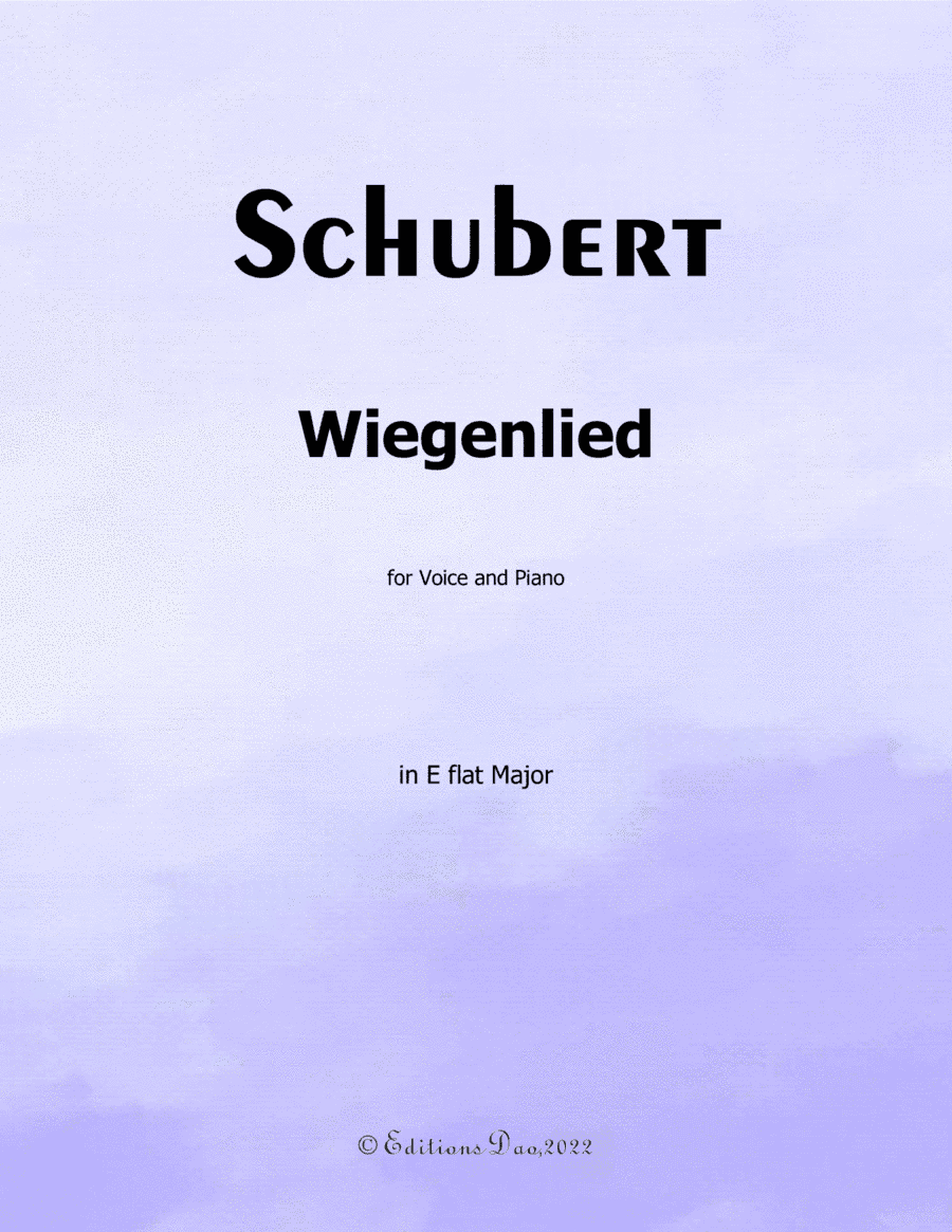 Wiegenlied, by Schubert, in E flat Major (arr. Editions Dao)