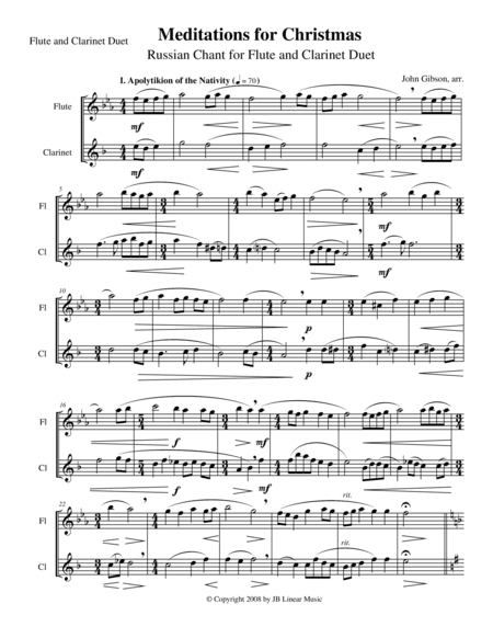 Meditations for Christmas, Russian Chant for Flute and Clarinet Duet (arr. John Gibson)