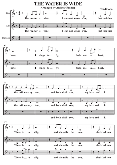 The Water Is Wide A Cappella SAB (arr. Andrew Emmet)