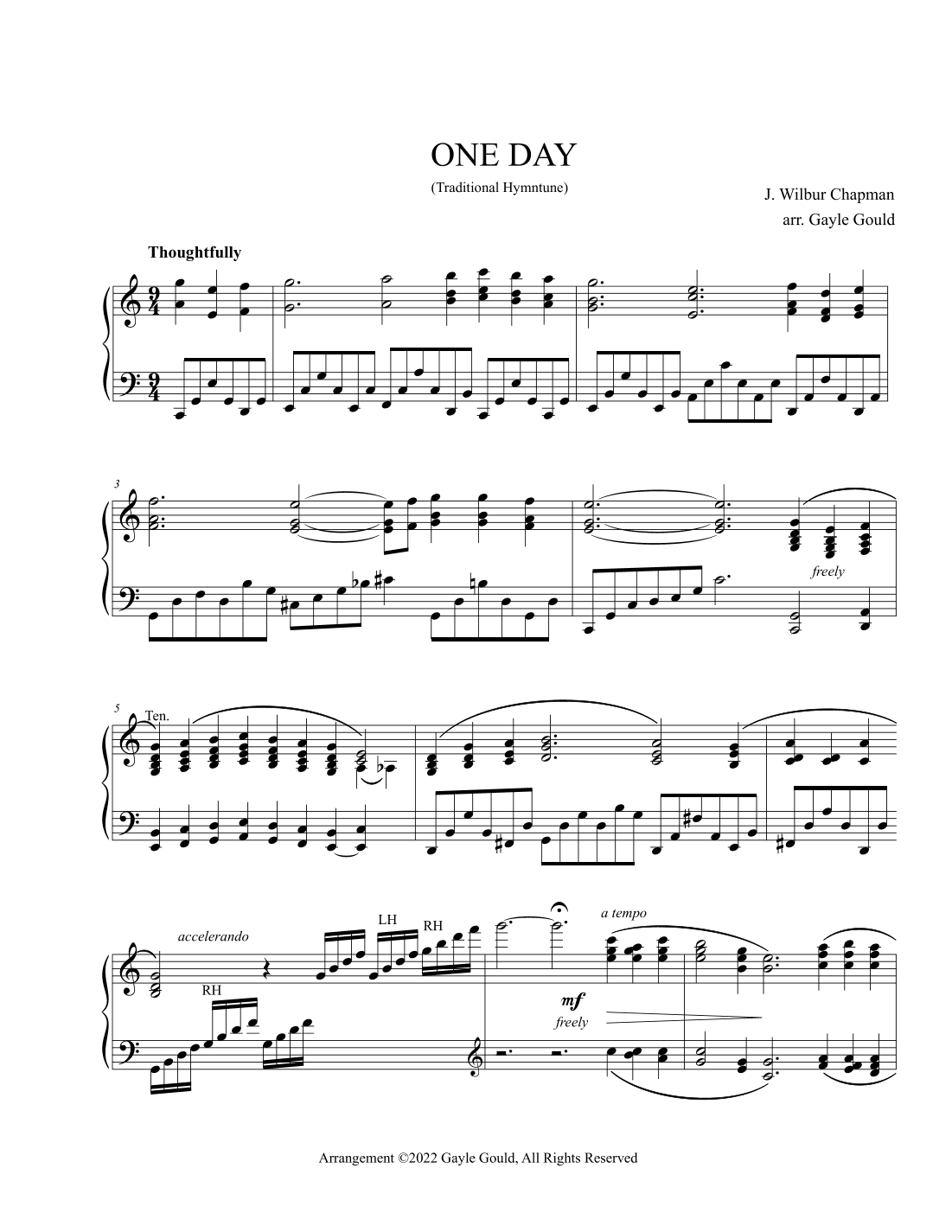 One Day -- Piano Solo, Advanced (arr. Gayle Gould)
