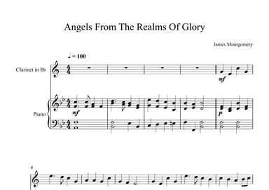 Angels From The Realms Of Glory - James Montgomery (Clarinet + Piano) (arr. Digital Book Music)