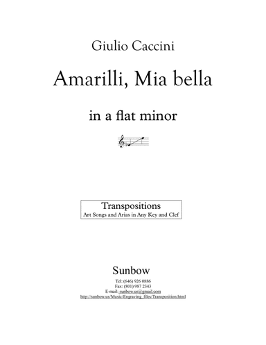 Caccini: Amarilli, mia bella (transposed to a flat minor) (arr. Sunbow)