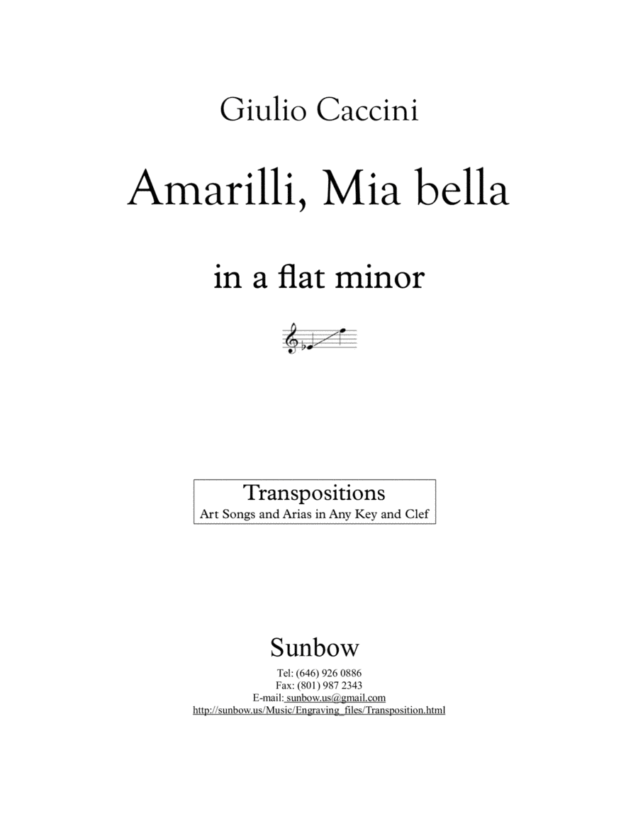 Caccini: Amarilli, mia bella (transposed to a flat minor) (arr. Sunbow)