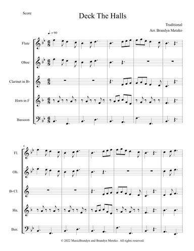Deck the Halls (arr. Brandyn Metzko)