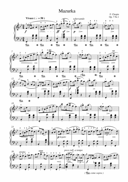 Chopin - Mazurka Op. 7 No.1 for piano solo (arr. MPS)