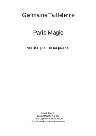 Germaine Tailleferre : Paris-Magie for two pianos