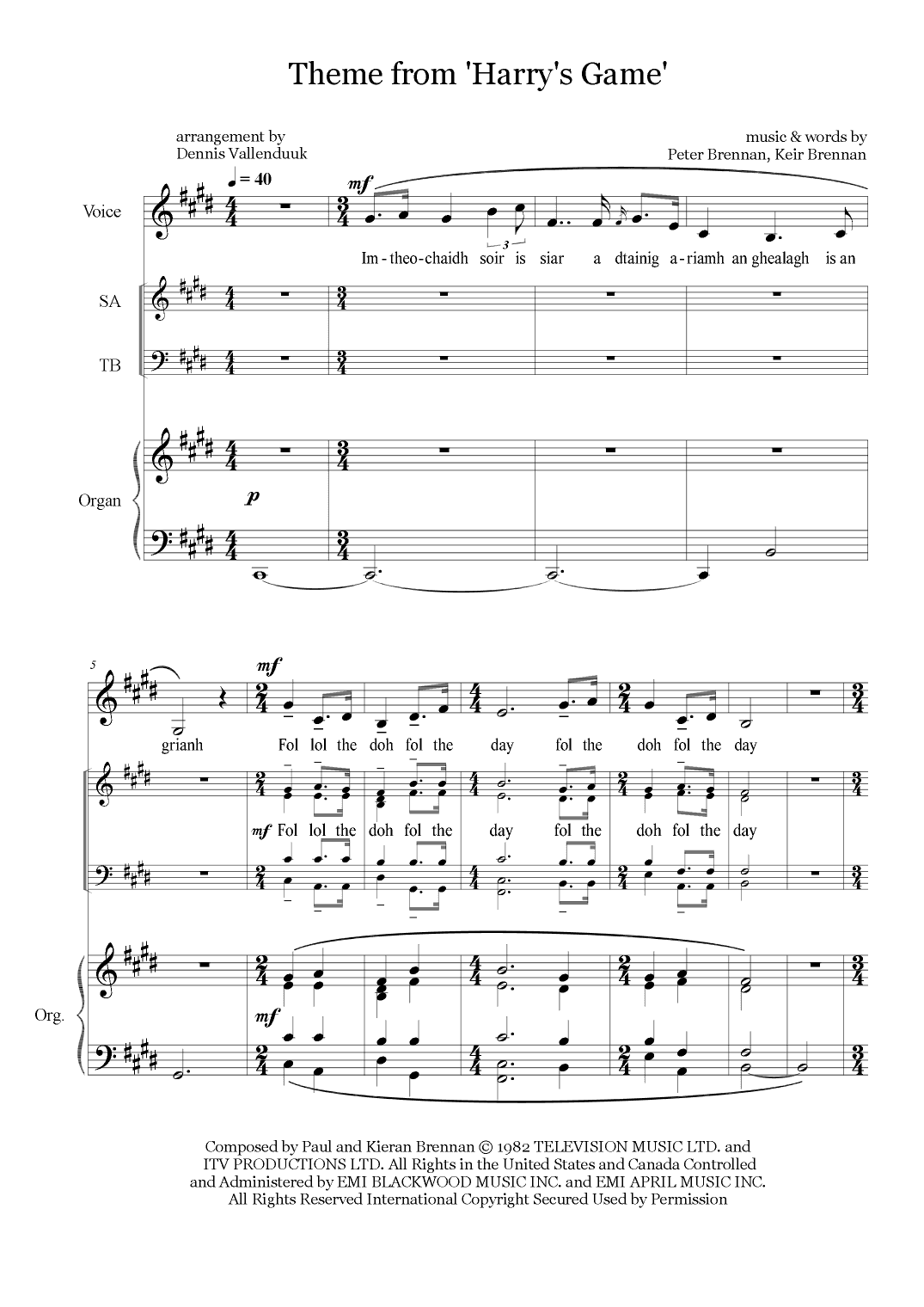 The Theme From Harry's Game (arr. Dennis Vallenduuk)