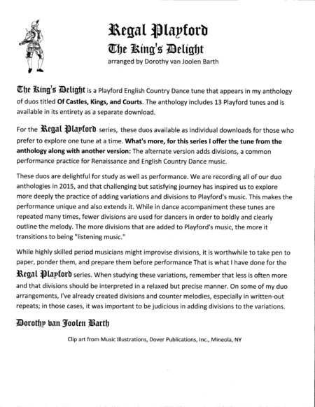 Regal Playford: The King's Delight (arr. Dorothy van Joolen Barth)