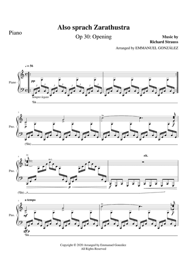 Also Sprach Zarathustra Op. 30: Opening (arr. Emmanuel González)