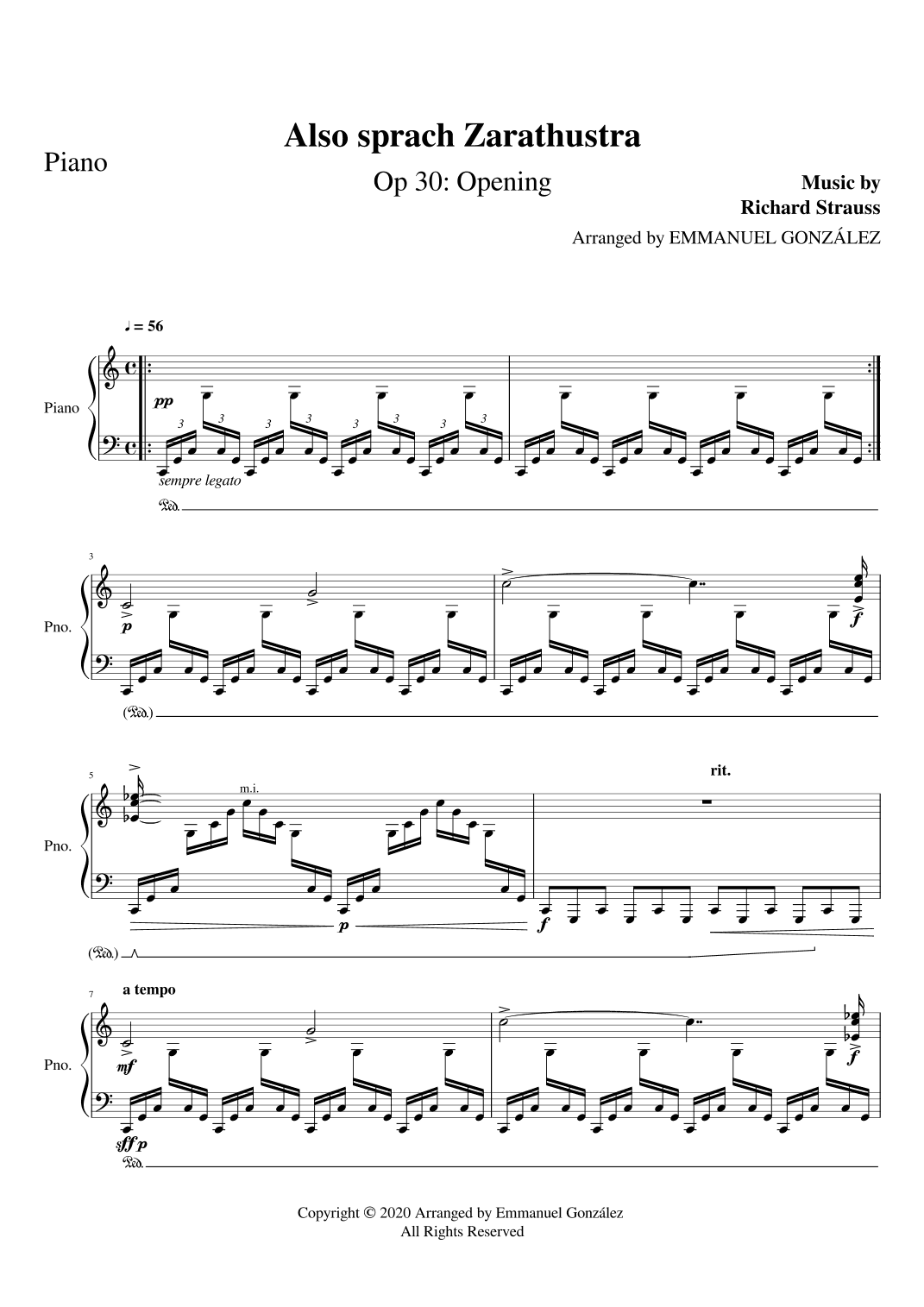 Also Sprach Zarathustra Op. 30: Opening (arr. Emmanuel González)