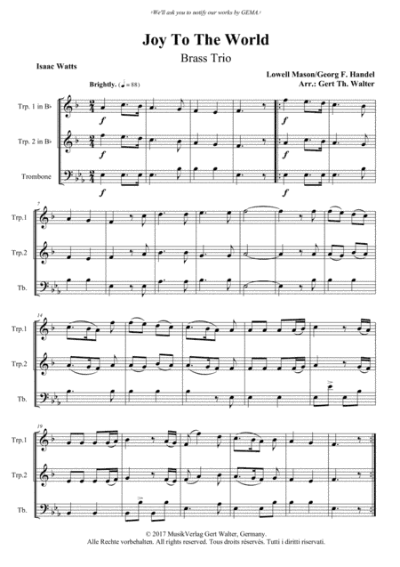 Joy To The World (arr. Gert Th. Walter)