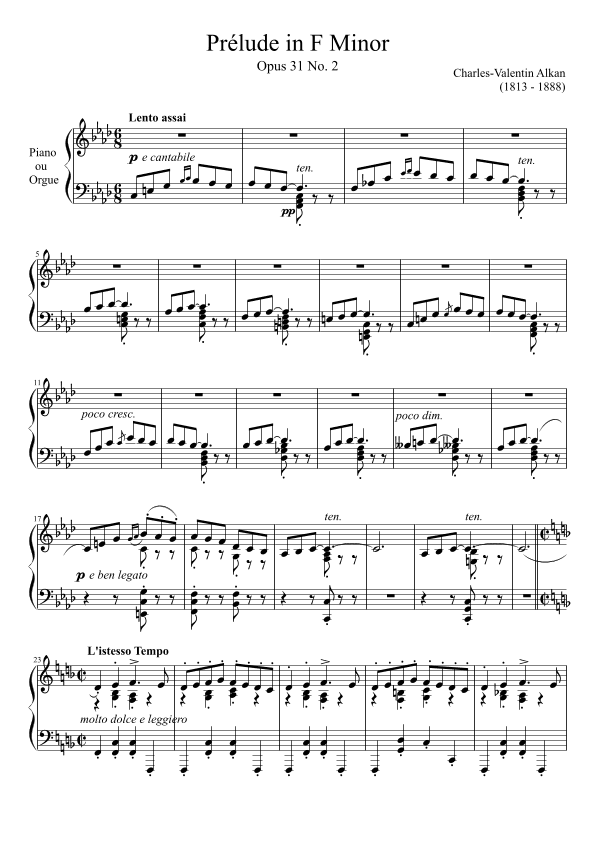 Prelude Opus 31 No. 2 in F Minor (arr. Zachary Corbett)