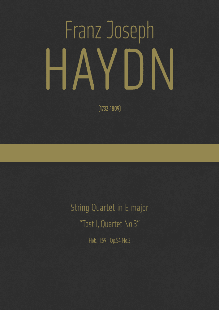 Haydn - String Quartet in E major, Hob.III:59 ; Op.54 No.3"Tost I, Quartet No.3" (arr. J.G. Cucó Barber)