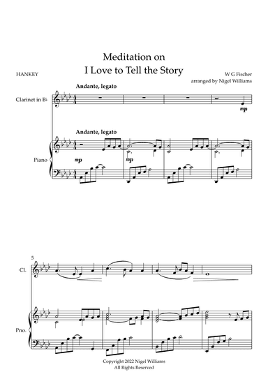 Meditation on I Love to Tell the Story, for Clarinet and Piano (arr. Nigel Williams)