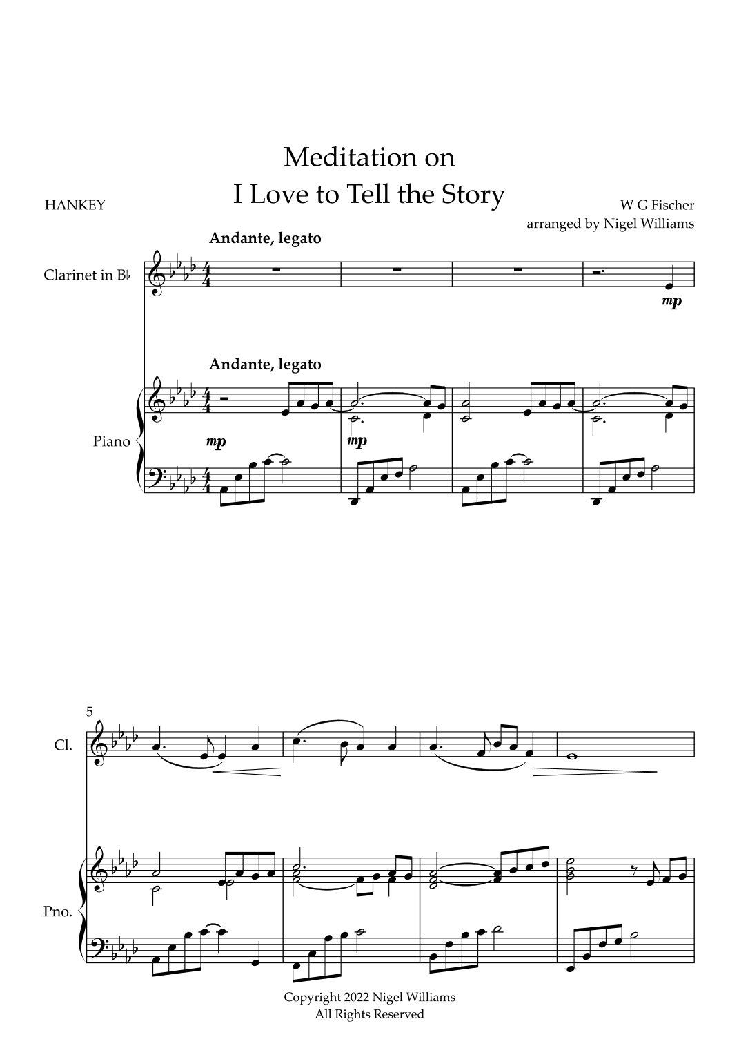 Meditation on I Love to Tell the Story, for Clarinet and Piano (arr. Nigel Williams)