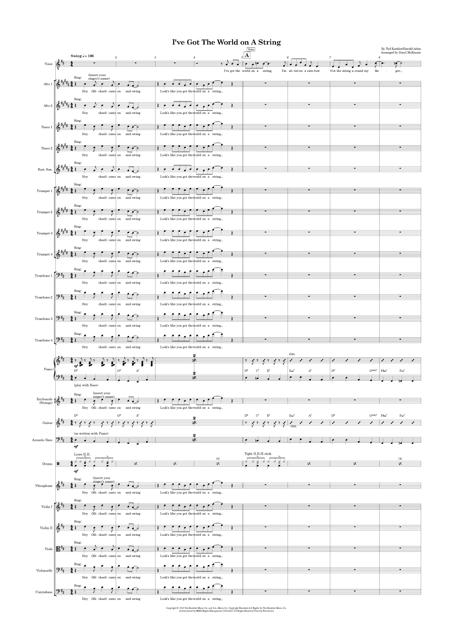 I've Got The World On A String (arr. Daryl McKenzie)