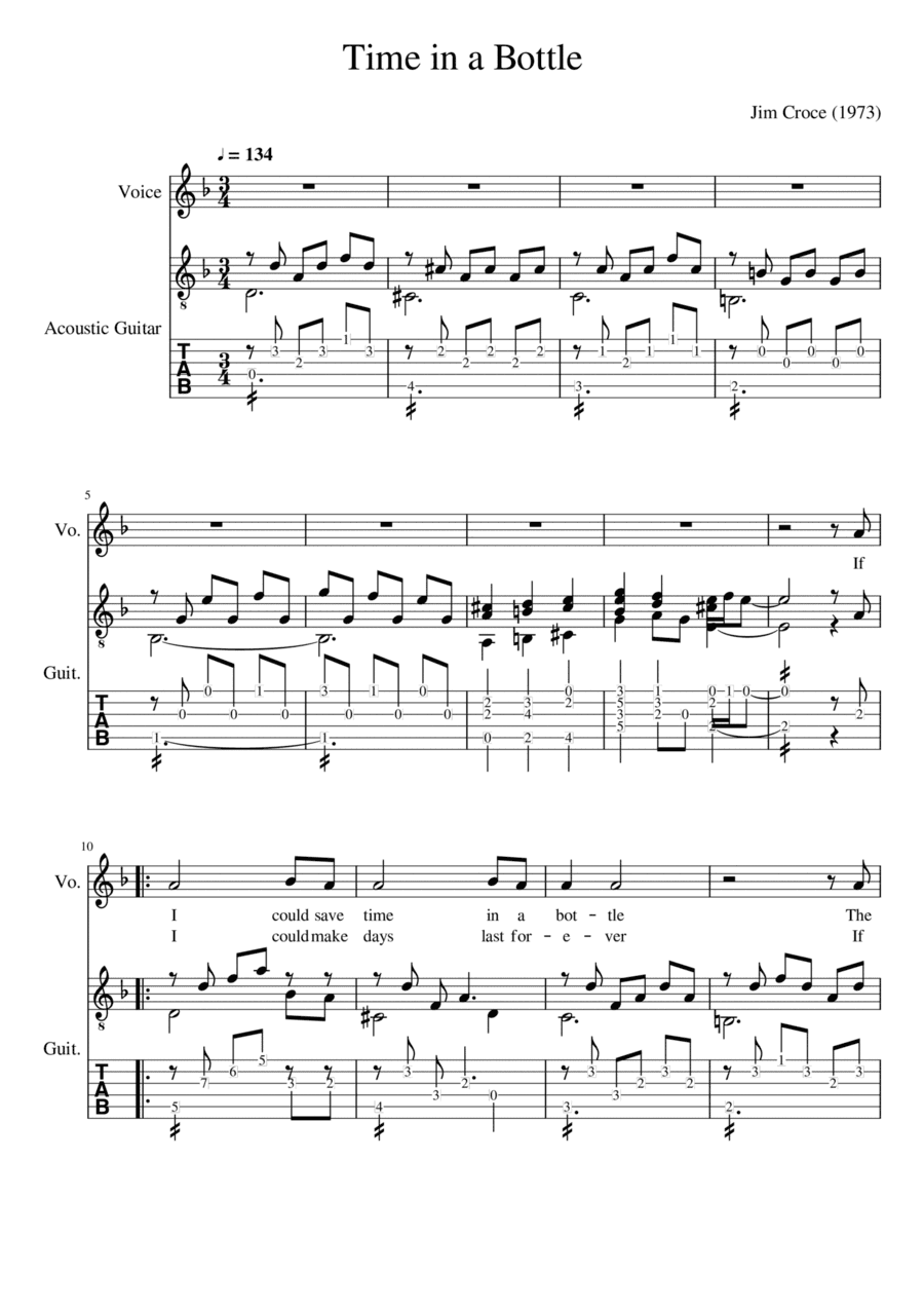 Time In A Bottle (arr. Big Bill Durham)