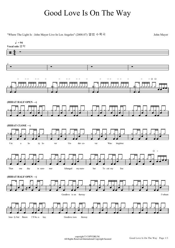 Good Love Is On The Way (arr. COPYDRUM)