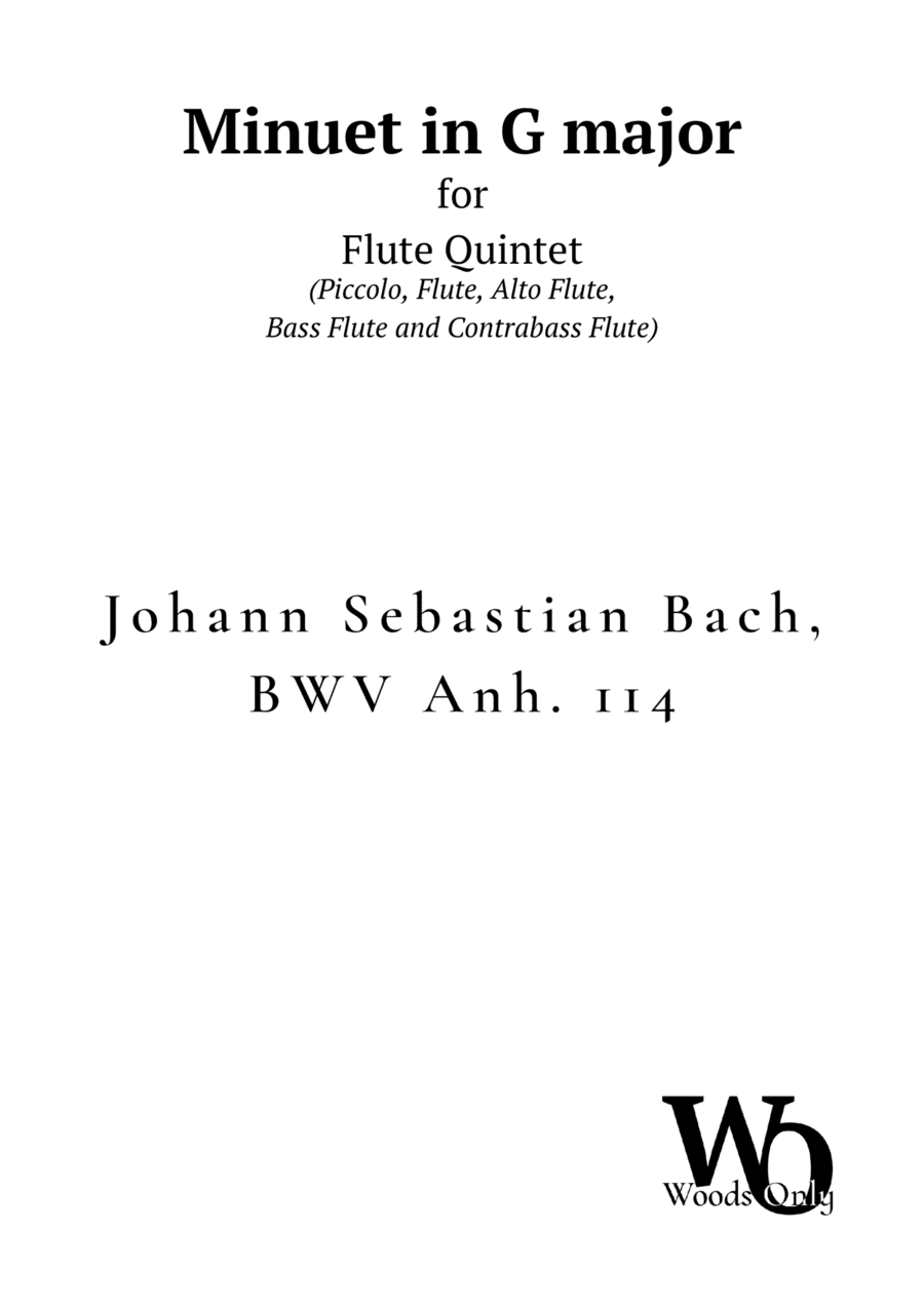 Minuet in G major by Bach for Flute Choir Quintet (arr. Ander)