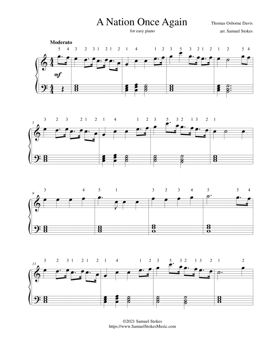 A Nation Once Again - for easy piano (arr. Samuel Stokes)