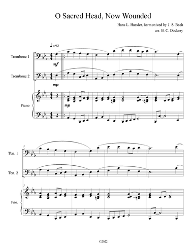O Sacred Head, Now Wounded (Trombone Duet with Piano Accompaniment) (arr. B. C. Dockery)